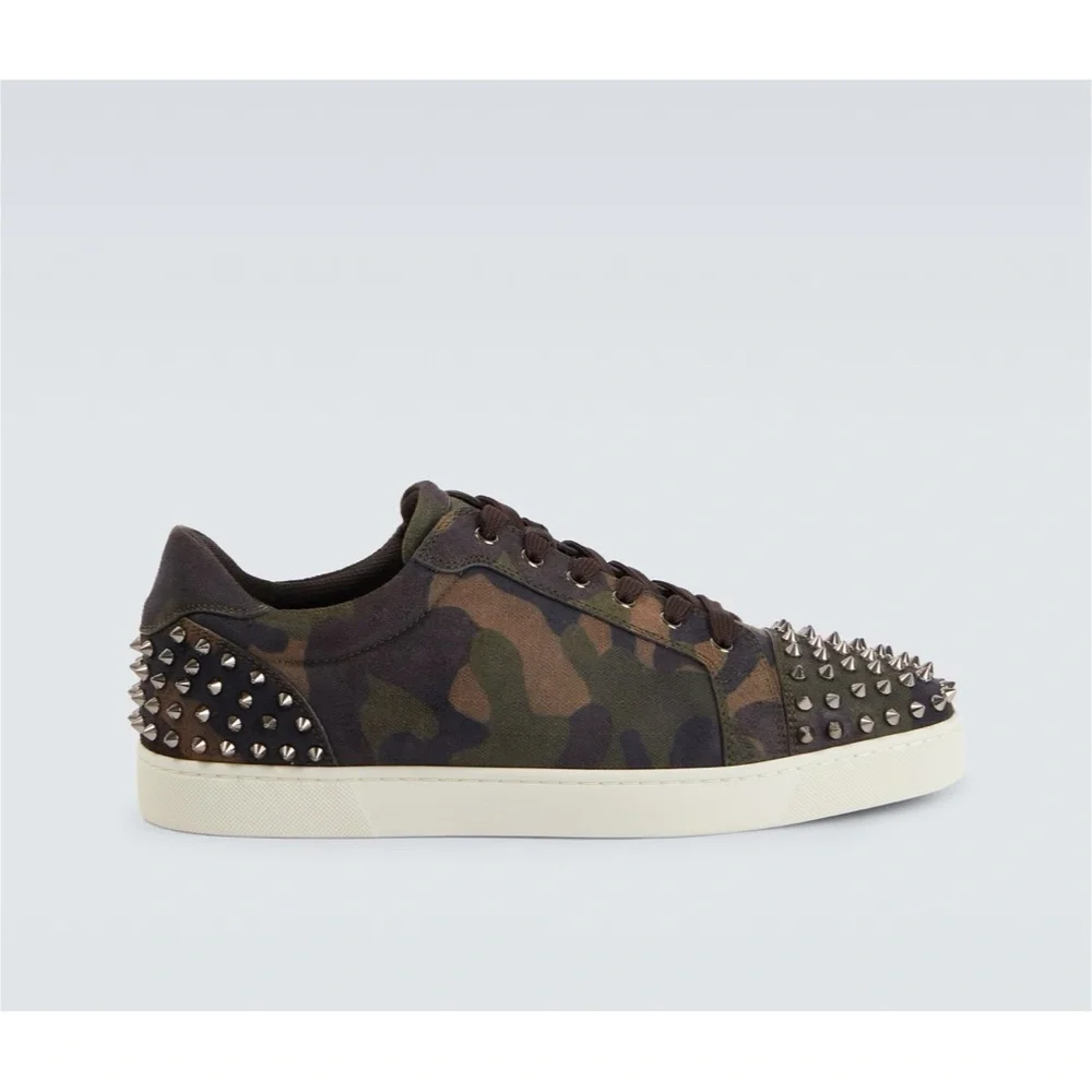 Christian Louboutin SEAVASTE studied camouflage print canvas sneakers 42